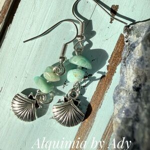 Larimar Shell Earrings — Silver Hooks, Lightweight Dangles